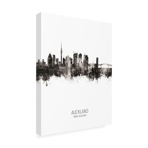 Michael Tompsett 'Auckland New Zealand Skyline Portrait II' Canvas Art,35x47